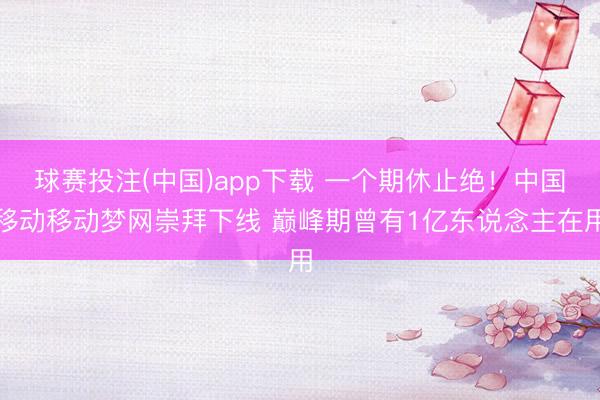 球赛投注(中国)app下载 一个期休止绝！中国移动移动梦网崇拜下线 巅峰期曾有1亿东说念主在用