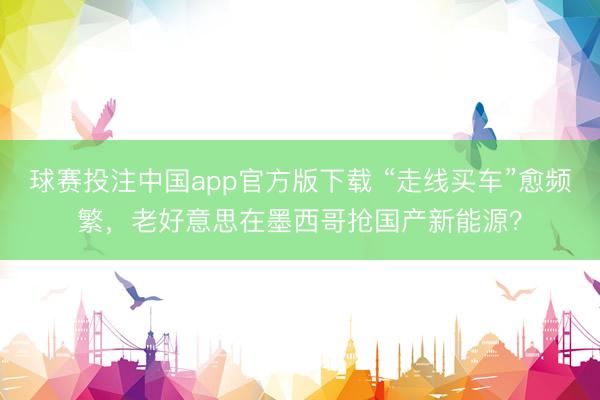 球赛投注中国app官方版下载 “走线买车”愈频繁，老好意思在墨西哥抢国产新能源？