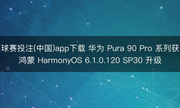球赛投注(中国)app下载 华为 Pura 90 Pro 系列获鸿蒙 HarmonyOS 6.1.0.120 SP30 升级