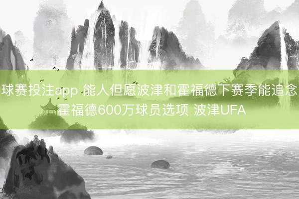 球赛投注app 能人但愿波津和霍福德下赛季能追念 霍福德600万球员选项 波津UFA