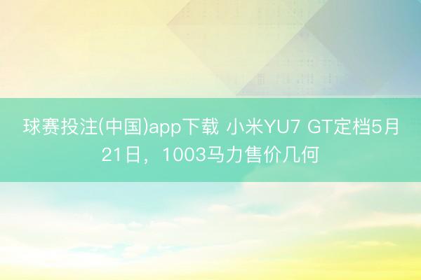 球赛投注(中国)app下载 小米YU7 GT定档5月21日，1003马力售价几何