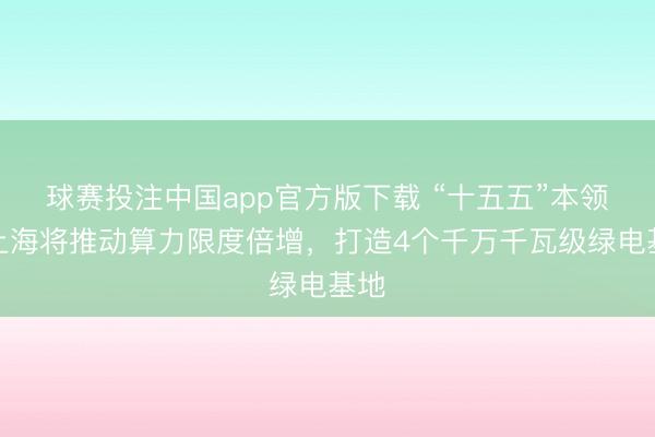 球赛投注中国app官方版下载 “十五五”本领，上海将推动算力限度倍增，打造4个千万千瓦级绿电基地