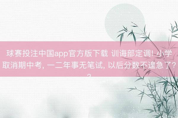 球赛投注中国app官方版下载 训诲部定调! 小学取消期中考, 一二年事无笔试, 以后分数不遑急了?