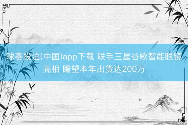 球赛投注(中国)app下载 联手三星谷歌智能眼镜亮相 瞻望本年出货达200万