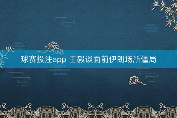 球赛投注app 王毅谈面前伊朗场所僵局