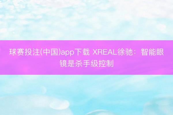 球赛投注(中国)app下载 XREAL徐驰：智能眼镜是杀手级控制