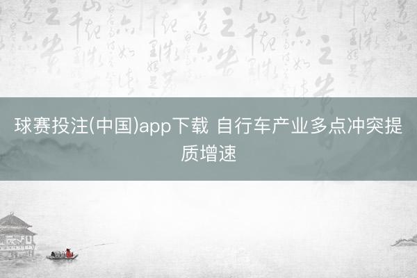 球赛投注(中国)app下载 自行车产业多点冲突提质增速