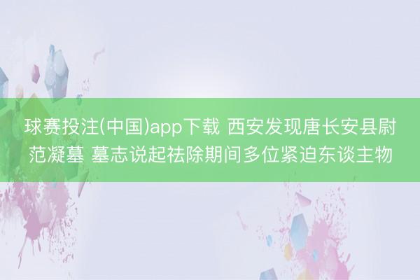球赛投注(中国)app下载 西安发现唐长安县尉范凝墓 墓志说起祛除期间多位紧迫东谈主物