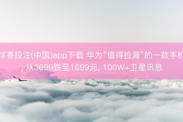 球赛投注(中国)app下载 华为“值得捡漏”的一款手机， 从3699跌至1699元， 100W+卫星讯息