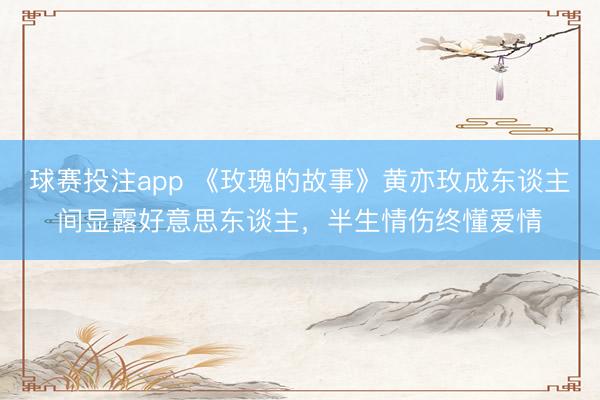 球赛投注app 《玫瑰的故事》黄亦玫成东谈主间显露好意思东谈主，半生情伤终懂爱情