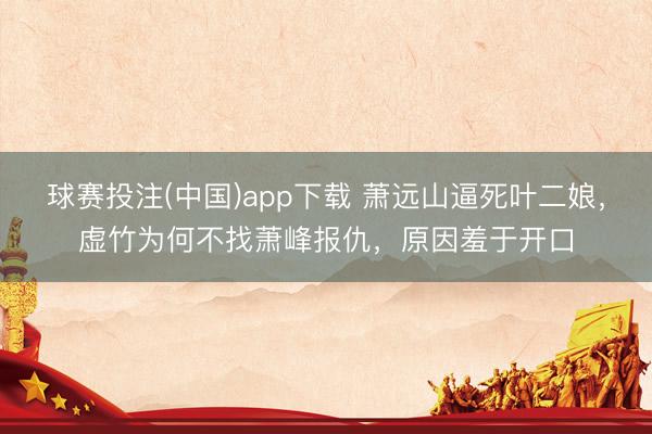 球赛投注(中国)app下载 萧远山逼死叶二娘，虚竹为何不找萧峰报仇，原因羞于开口