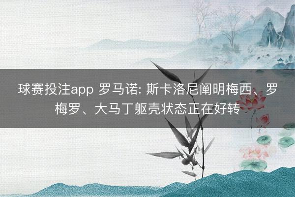 球赛投注app 罗马诺: 斯卡洛尼阐明梅西、罗梅罗、大马丁躯壳状态正在好转