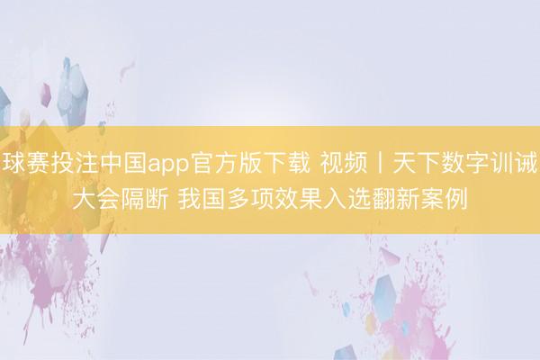 球赛投注中国app官方版下载 视频丨天下数字训诫大会隔断 我国多项效果入选翻新案例
