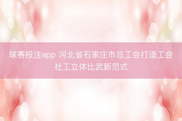 球赛投注app 河北省石家庄市总工会打造工会社工立体比武新范式