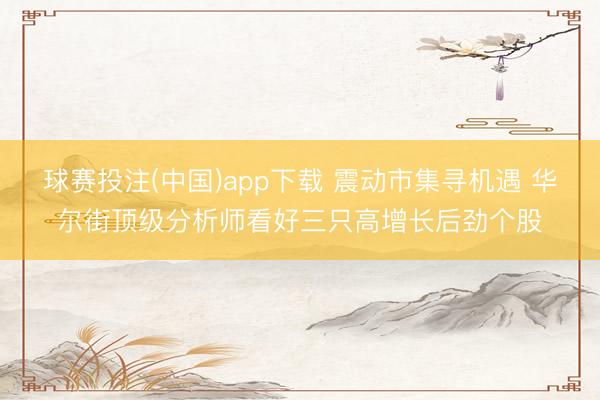 球赛投注(中国)app下载 震动市集寻机遇 华尔街顶级分析师看好三只高增长后劲个股