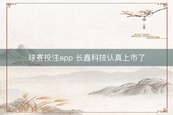 球赛投注app 长鑫科技认真上市了